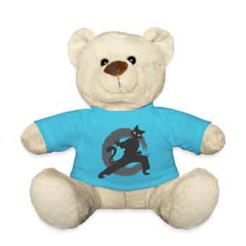 Katze Kater Cartoon Geschenk Kinder Comic Karate - Teddy - Atollblau - Vorne