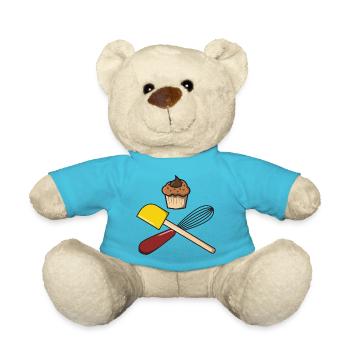 backen Bäcker Törtchen Geschenk idee Kuchen - Teddy - Atollblau - Vorne