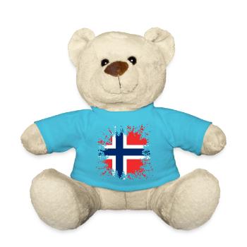 Norway Norge Norway Flag Splash - Teddy Bear - atoll blue - Front
