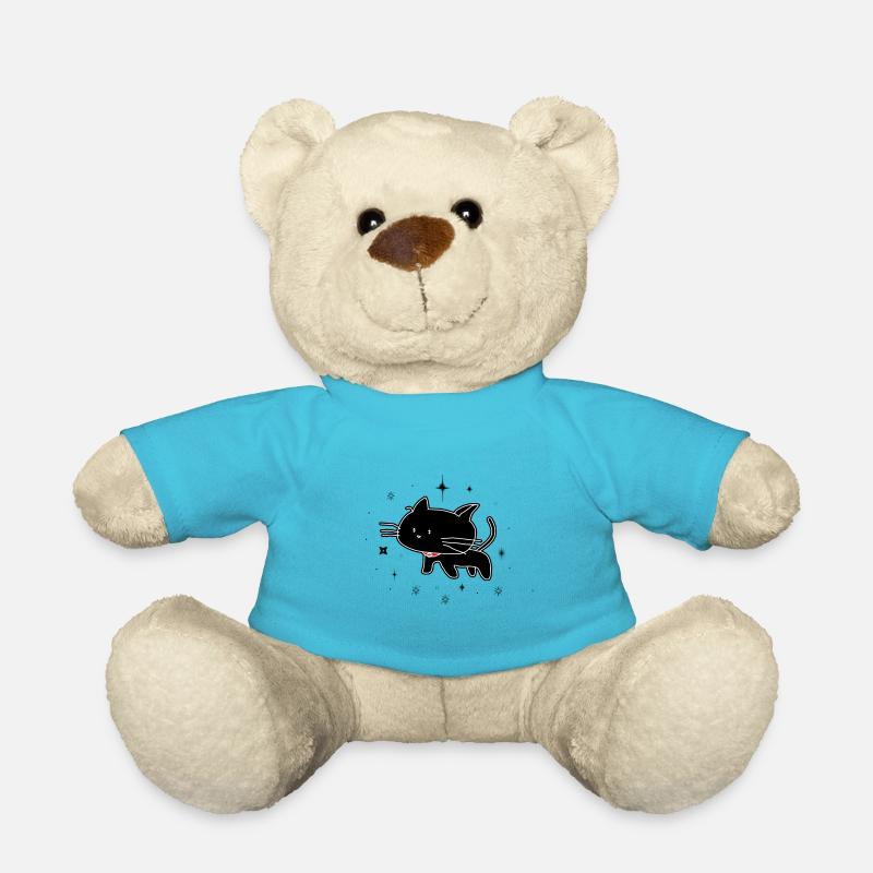 Black cat - Teddy Bear - atoll blue
