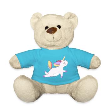 Colorful unicorn seated, pastel pattern - Teddy Bear - atoll blue - Front