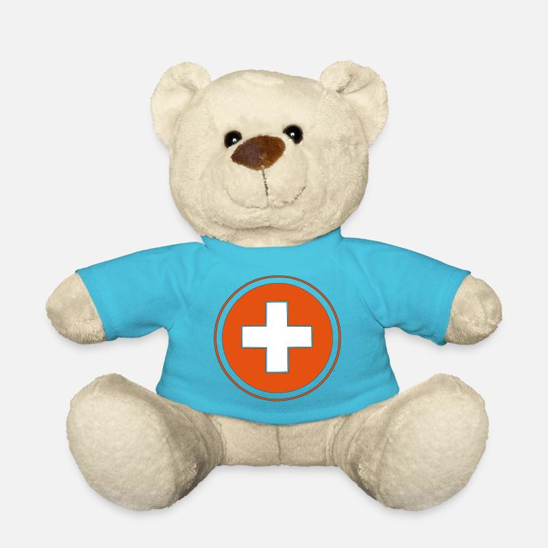 swisscross Schweizerkreuz weiss rot - Teddy - Atollblau