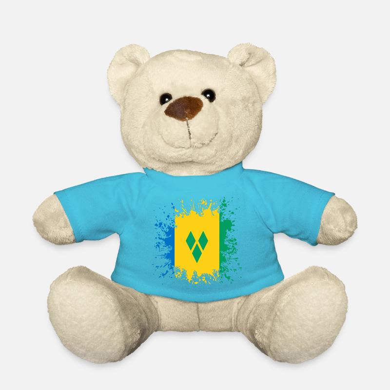 St. Vincent und die Grenadinen Flagge Farbspritzer - Teddy - Atollblau