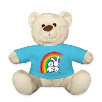 Hasen Kaninchen vorm Pride Regenbogen - Teddy - Atollblau - Vorne