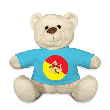 Runde Aufkleber Flagge von Sizilien Aufkleber Sizilien - Teddy - Atollblau - Vorne