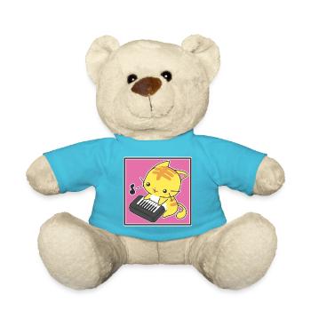 Pianist cat - Teddy Bear - atoll blue - Front
