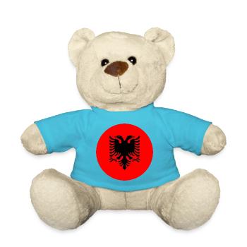 runde Aufkleberflagge von Albanien Shqiperia Geschenkidee - Teddy - Atollblau - Vorne