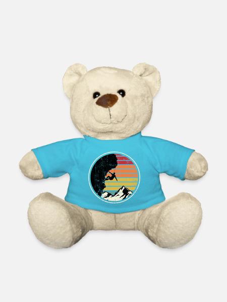 Sunset Summit Climber Silhouette - Teddy Bear - atoll blue