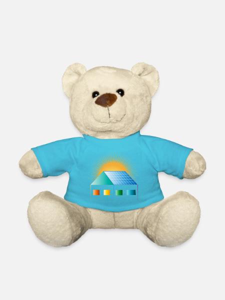 Solarzelle auf dem Hausdach für positive Energie - Teddy - Atollblau