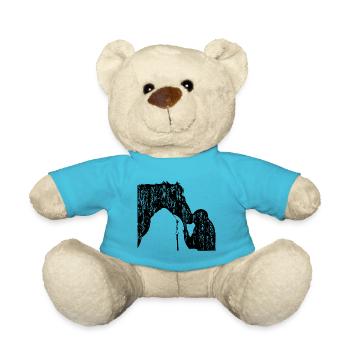 Pferd mit Frau in Vintage Design - Teddy - Atollblau - Vorne