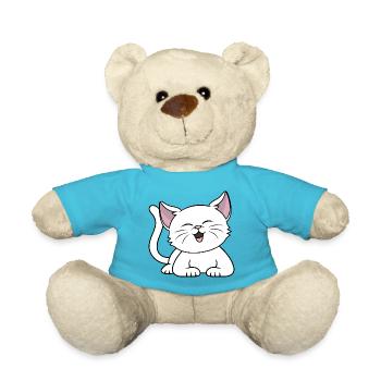 Cute White Cat Cat Owner Kitten Cats - Teddy Bear - atoll blue - Front