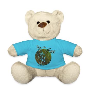 Du bist ein freier Wolf - Teddy - Atollblau - Vorne