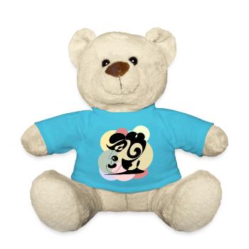 Linienzeichnung Mann - Teddy - Atollblau - Vorne
