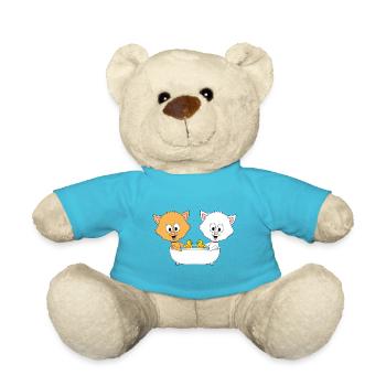 KATZEN - BADEWANNE - TIERISCH - TIERE - FUN - Teddy - Atollblau - Vorne