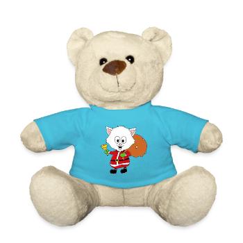 KATZE - WEIHNACHTEN - WEIHNACHTSMANN - GESCHENKE - Teddy - Atollblau - Vorne