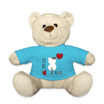 Katze mit Herz Katzenliebe Tierliebe Katzen - Teddy - Atollblau - Vorne