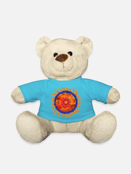 Sunshine Mandala black font - Teddy Bear - atoll blue