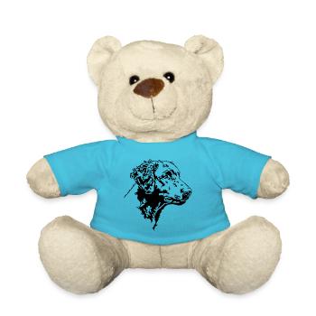 CURLY COATED RETRIEVER Dog Portrait Wilsigns - Teddy Bear - atoll blue - Front