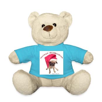 Weihnachtshund mit Hausschmuck - Teddy - Atollblau - Vorne