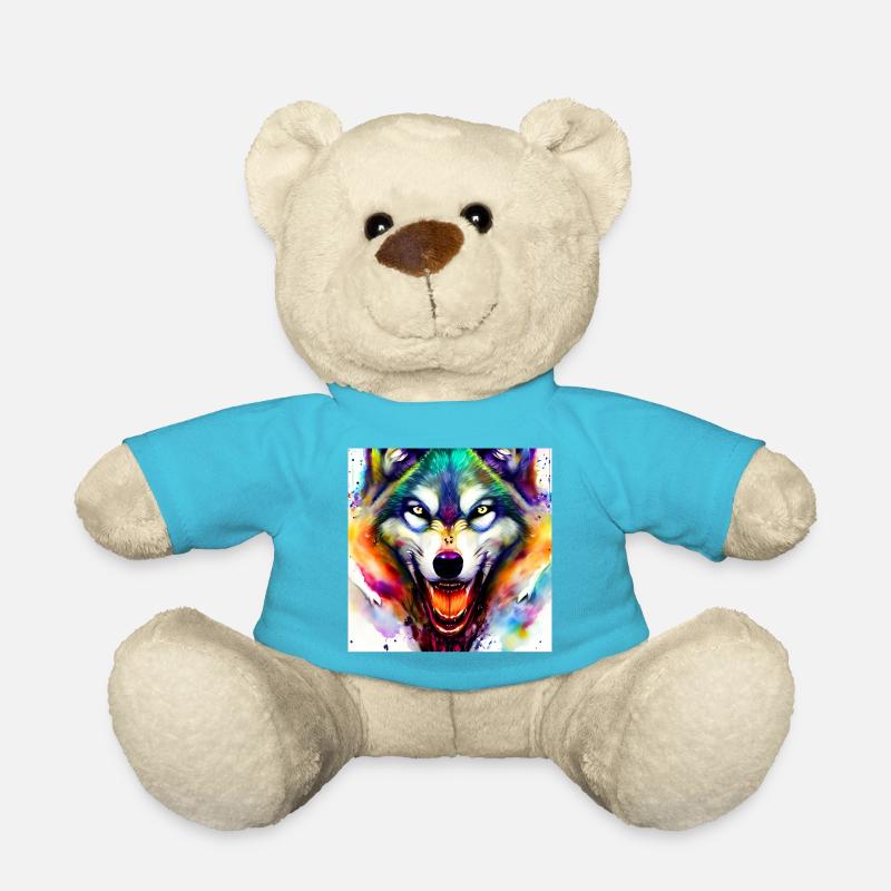 Wolfskopf Bunt Aquarell - Teddy - Atollblau