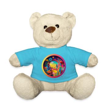 Flower Circle | Floral Circle | Flower Design - Teddy Bear - atoll blue - Front