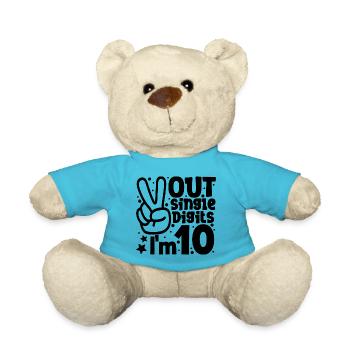 Peace Out Single Digits Ich bin 10 Jahre alt Geburtstag - Teddy - Atollblau - Vorne