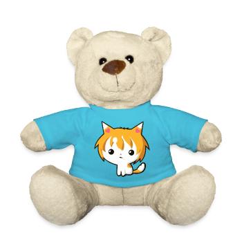 Kawaii Anime Cat - Graphique de chat mignon - Nounours - bleu outremer - Devant