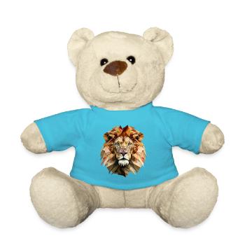 Majestic Polygon Lion – Geometric - Teddy Bear - atoll blue - Front