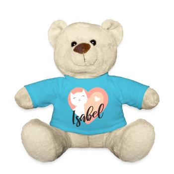 Isabel Surname First Name Kitten - Teddy Bear - atoll blue - Front