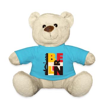 Berlin Skyline Deutschland Stadt Schwarz Rot Gold - Teddy - Atollblau - Vorne