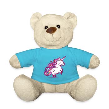 Skurrile Regenbogen Einhorn Illustration - Teddy - Atollblau - Vorne
