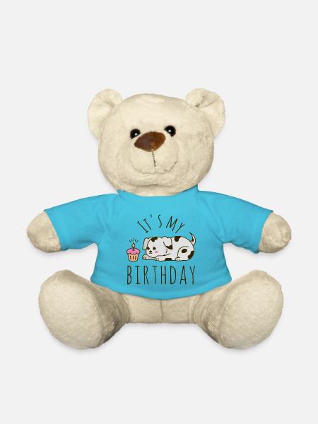 It's my Birthday Dog - Teddy Bear - atoll blue