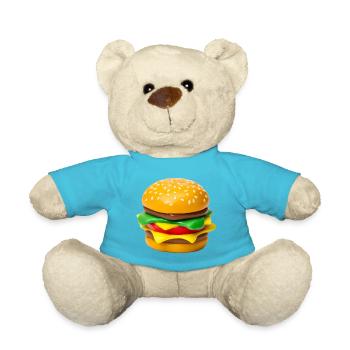 Hamburger Po Art Print - Teddy Bear - atoll blue - Front