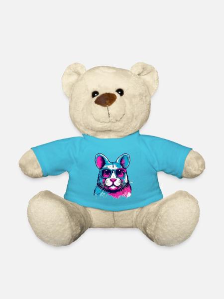 Neonfarben-Hund mit Sonnenbrille - Teddy - Atollblau