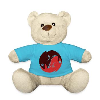 Ying Yang - Pisces red - Teddy Bear - atoll blue - Front