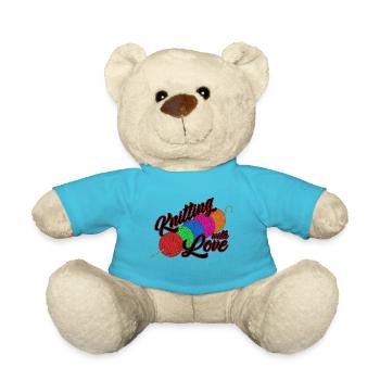 Funny knitting needle wool wool yarn crocheting - Teddy Bear - atoll blue - Front