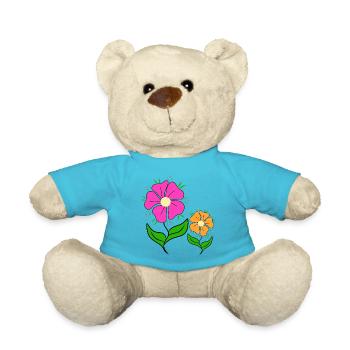 colorful flower meadow daisies flower flower tendril - Teddy Bear - atoll blue - Front