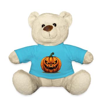 Halloween Kürbis Kopf Gruselig Gespenstisch Horror - Teddy - Atollblau - Vorne