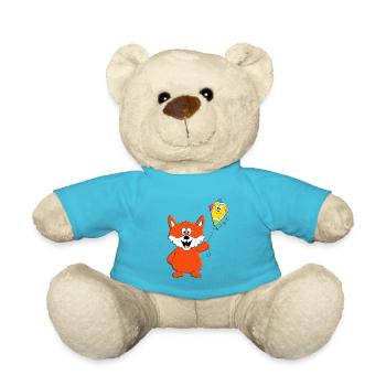 DRACHE - KITE - DRACHENSTEIGEN - FUCHS - TIER - Teddy - Atollblau - Vorne