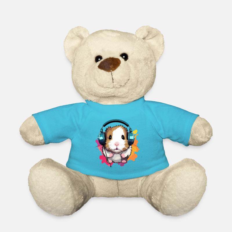 Hamster mit Kopfhörer Zwerghamster Goldhamster - Teddy - Atollblau