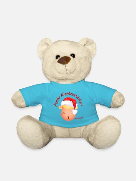 Frohe Weihnachten Weihnachtsschaf Lamm rot - Teddy - Atollblau