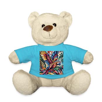 Bunter tropischer Papagei im Blütenparadies - Teddy - Atollblau - Vorne