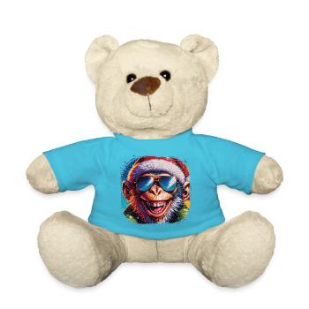 Cool monkey with Santa hat street art style - Teddy Bear - atoll blue - Front