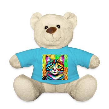Chat Pop Art - Nounours - bleu outremer - Devant