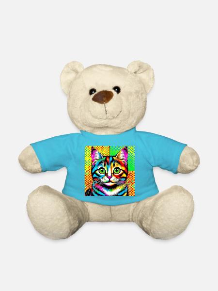 Katze Pop Art - Teddy - Atollblau