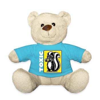 Funny Skunk with Gas Mask – Toxic Toxic - Teddy Bear - atoll blue - Front