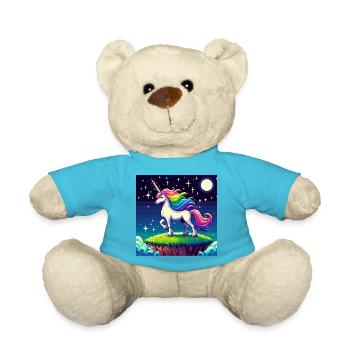 Einhorn Nacht - Teddy - Atollblau - Vorne