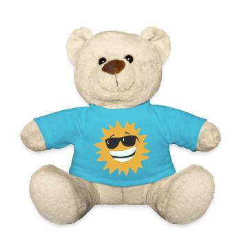Sunburst Smiling with Sunglasses - Teddy Bear - atoll blue - Front