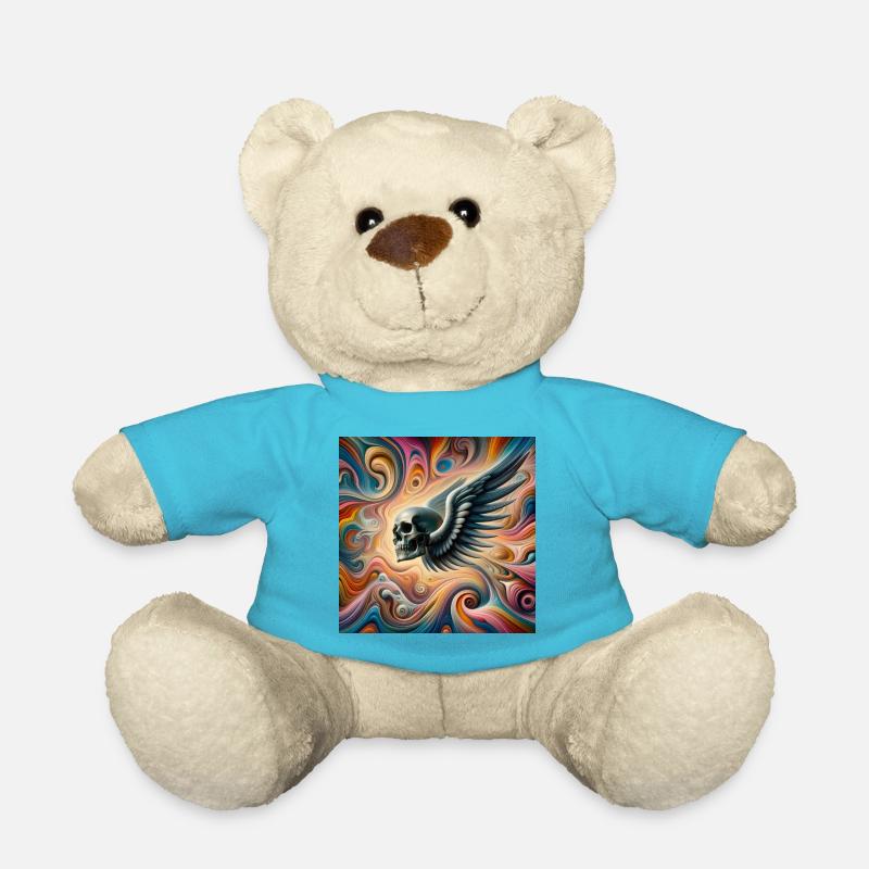 Crâne avec des ailes (coloré) - Nounours - bleu outremer