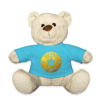 Hurrah 1st class - golden emblem with star - Teddy Bear - atoll blue - Front